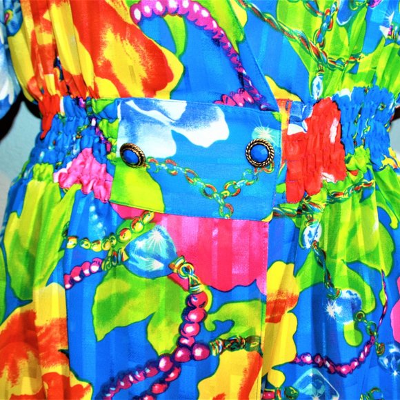 RARE! Vintage Kanga Collection by Dale Tryon 80s Floral Pleated 3 Piece Outfit - Picture 5 of 11